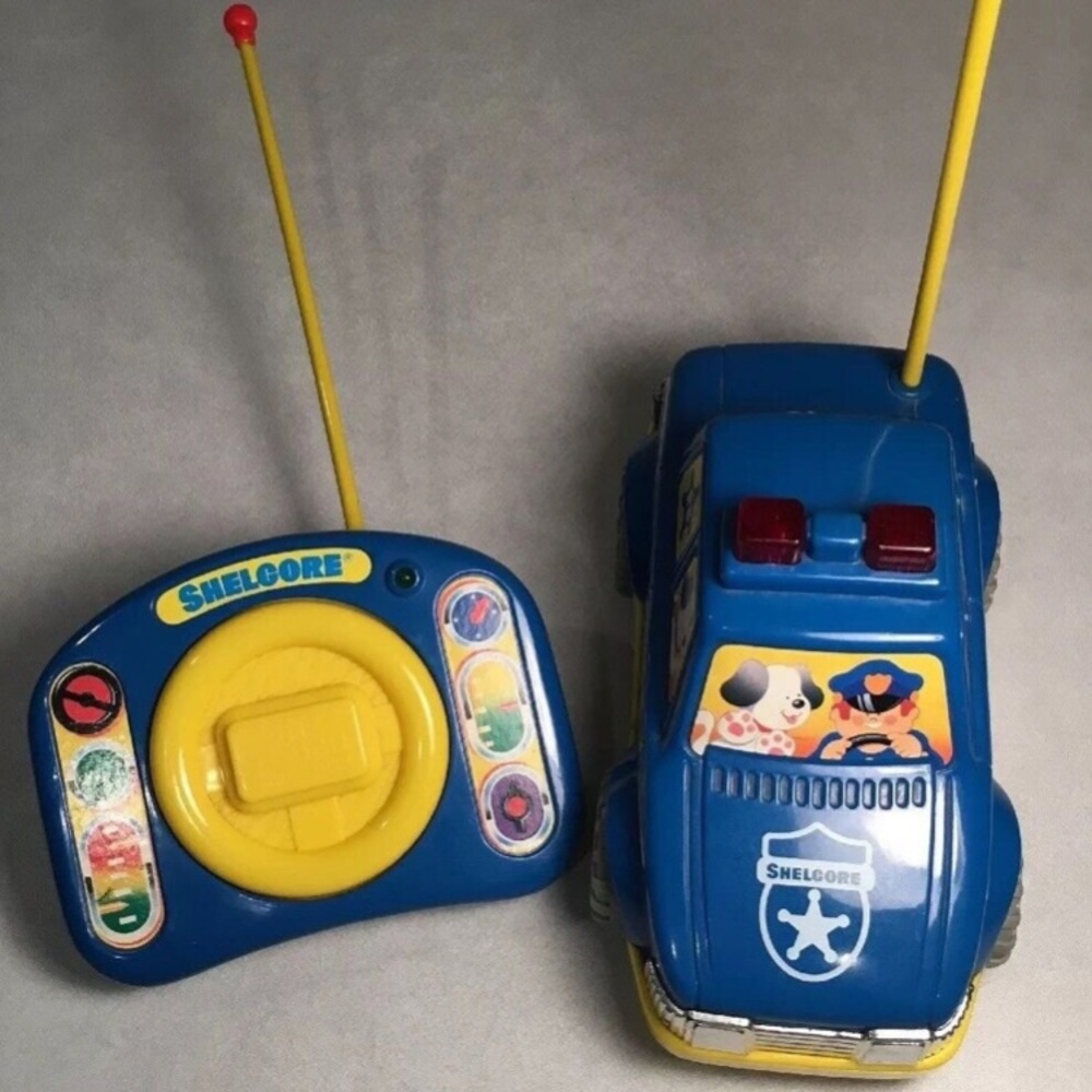 Vintage Shelcore Remote Control Police Cop Car Toy 1992 As-Is For Parts 02016
